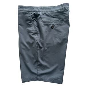 Johnnie O Shorts Blue Tech Stretch Flat Front Size 34 Casual Golf Travel Summer